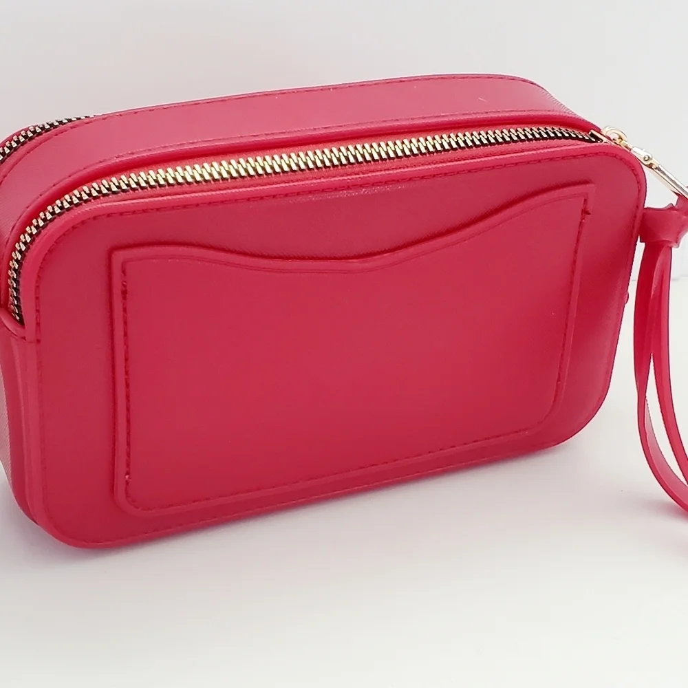 Caleesa Double Zipper Red Jelly Camera Women's Crossbody Bag